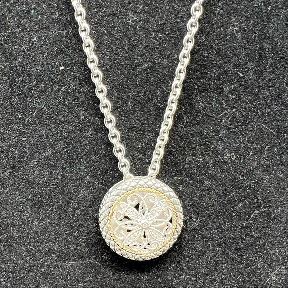 ANDREA CANDELA 18K Diamond Sterling Silver 20” Ornate Filagree Necklace - Picture 1 of 12